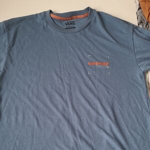 Vans Classic Blue Tee with Orange Accents
